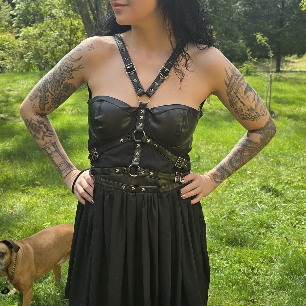 RESTYLE Black Leather Harness Dress